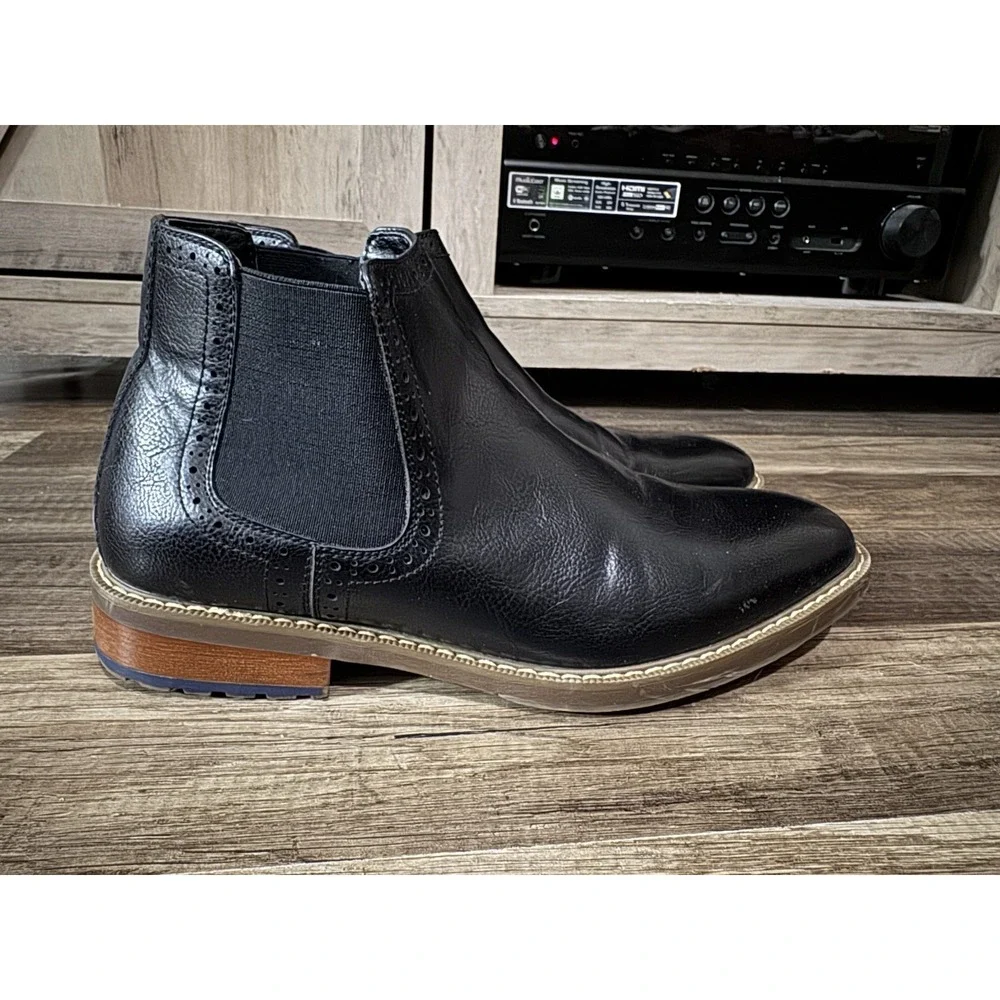 VAN HEUSEN‎ MEN'S GEO OXFORD SHOES BOOTS BLACK SIZE 8M